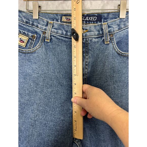 Cruel Girl Relaxed Jeans Womens 17 Long Medium Blue Tapered Leg AS IS Work Denim - Picture 9 of 12
